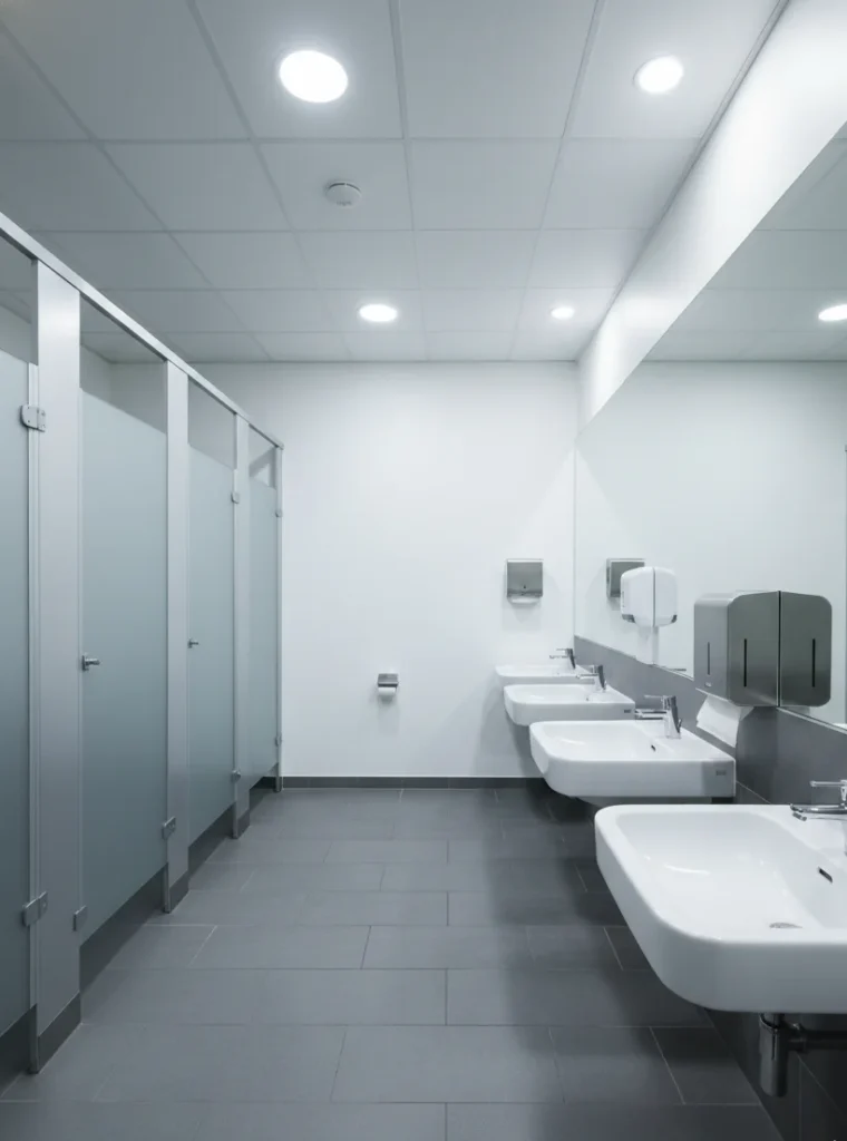 Clean commercial restroom in Orlando Florida after professional cleaning