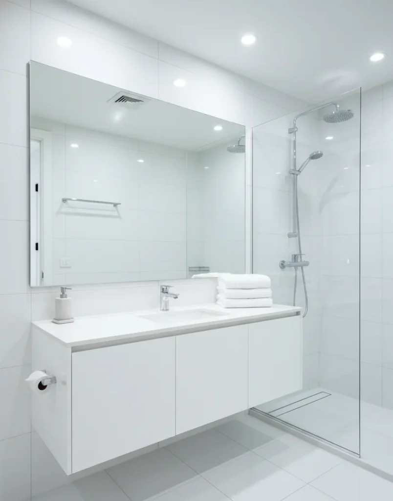 Sparkling clean bathroom tiles after deep cleaning in Orlando home