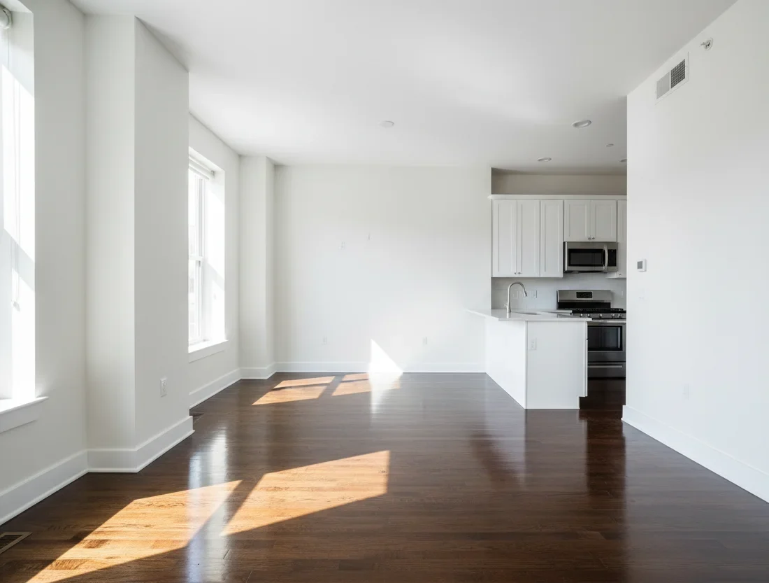 Empty spotless apartment after move-out cleaning service by Pure Finish Cleaning in Orlando
